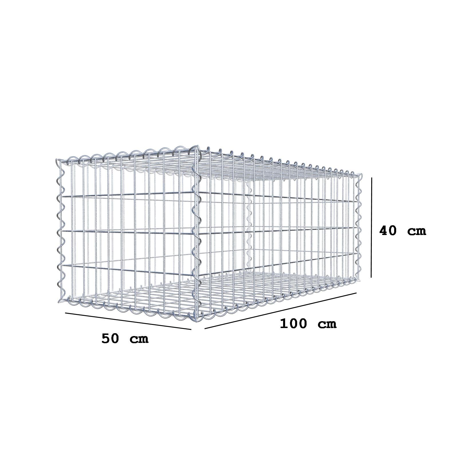 Gabion 100 cm x 40 cm x 50 cm (L x H x P), mailles 5 cm x 10 cm, spirale