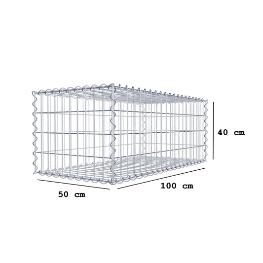 Gabion 100 cm x 40 cm x 50 cm (L x H x P), mailles 5 cm x 10 cm, spirale