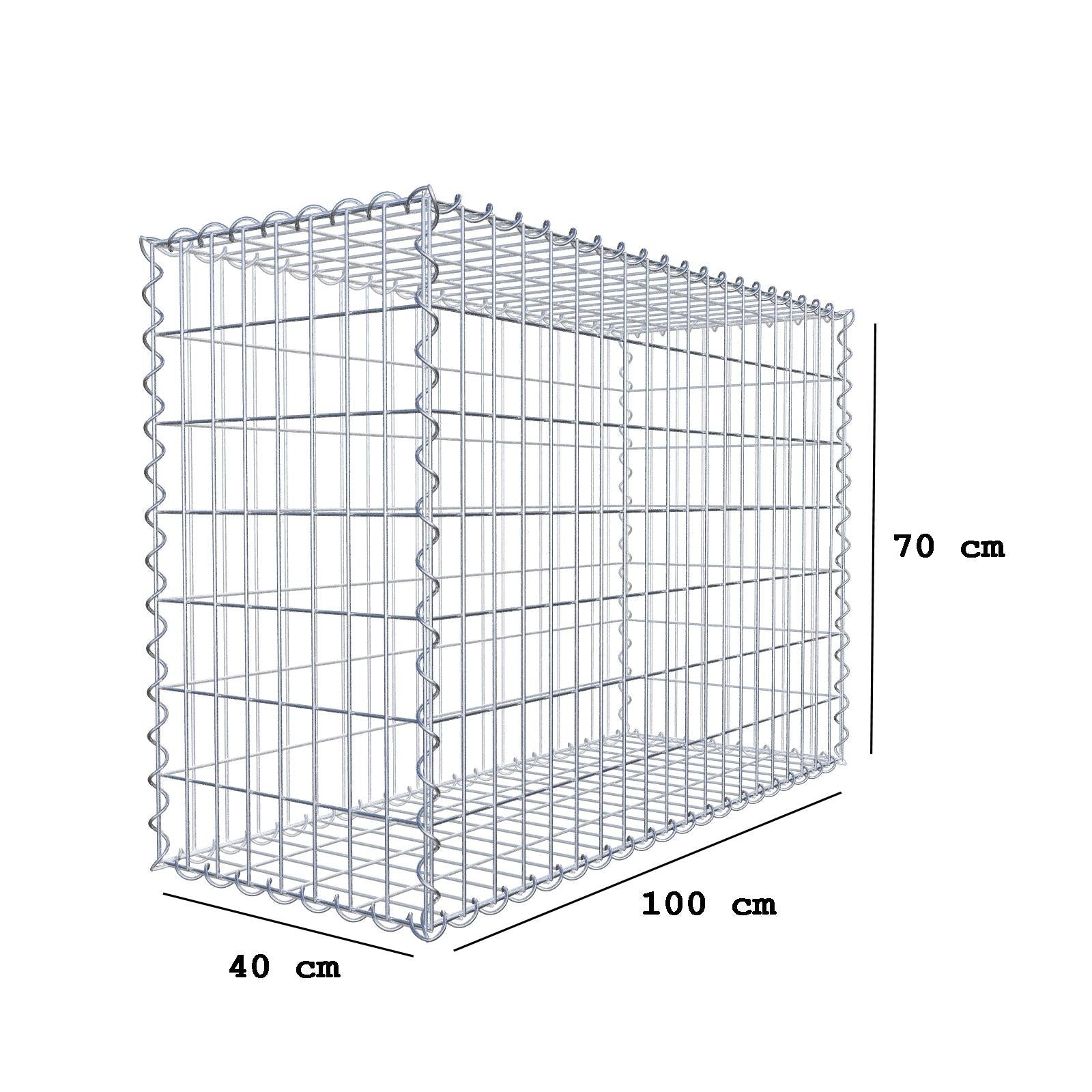 Gabion 100 cm x 70 cm x 40 cm (L x H x P), mailles 5 cm x 10 cm, spirale