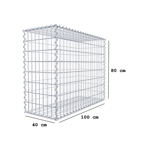 Gabion 100 cm x 80 cm x 40 cm (L x H x D), maskestørrelse 5 cm x 10 cm, spiral