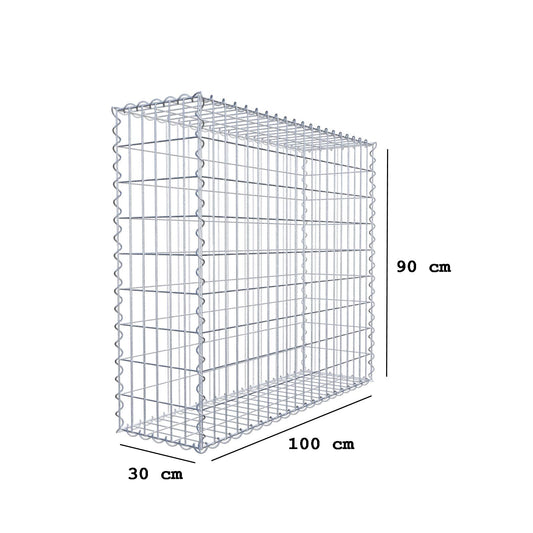 Gabião 100 cm x 90 cm x 30 cm (C x A x P), malhagem 5 cm x 10 cm, espiral