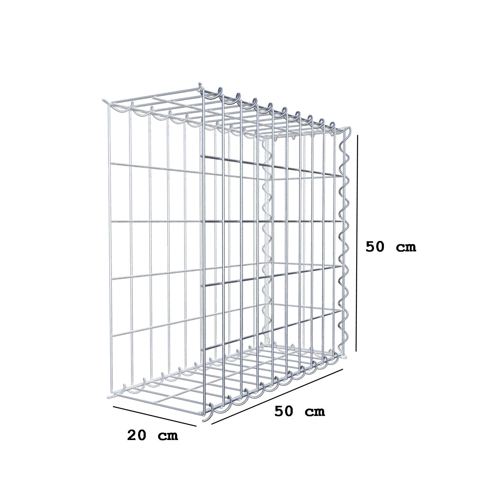 Gabion rapporté type 2 50 cm x 50 cm x 20 cm (L x H x P), mailles 5 cm x 10 cm, spirale
