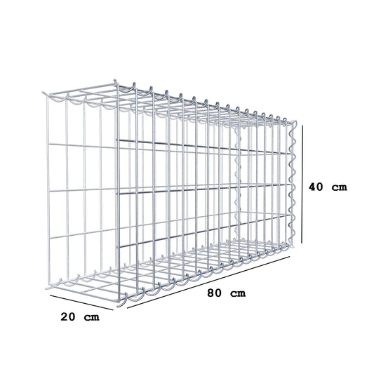 Gavión complementario tipo 2 80 cm x 40 cm x 20 cm (L x A x P), malla 5 cm x 10 cm, espiral