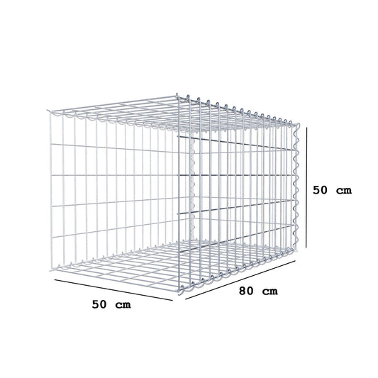 Opvokset gabion type 2 80 cm x 50 cm x 50 cm (L x H x D), maskestørrelse 5 cm x 10 cm, spiral