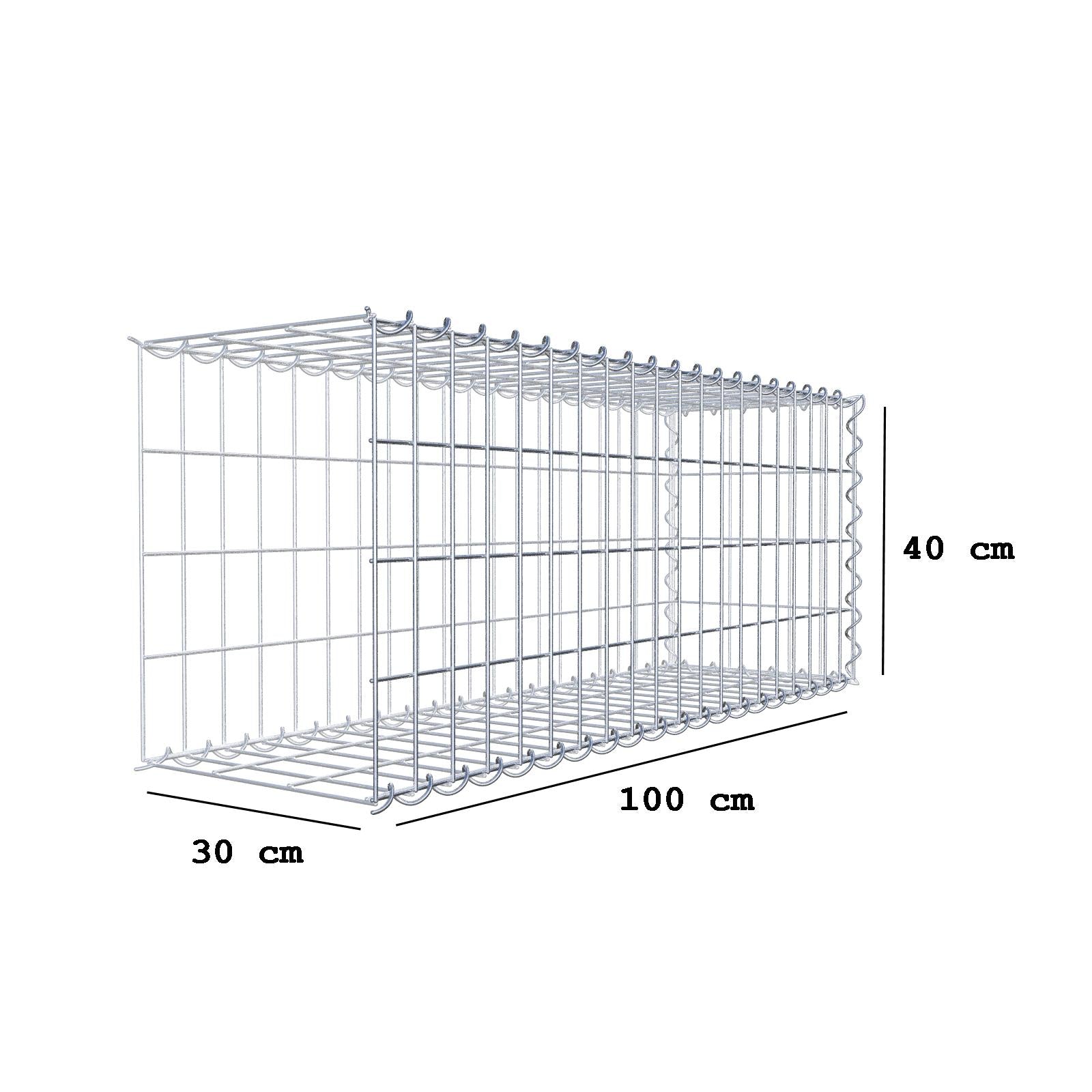 Påväxt gabion typ 2 100 cm x 40 cm x 30 cm (L x H x D), maskstorlek 5 cm x 10 cm, spiral