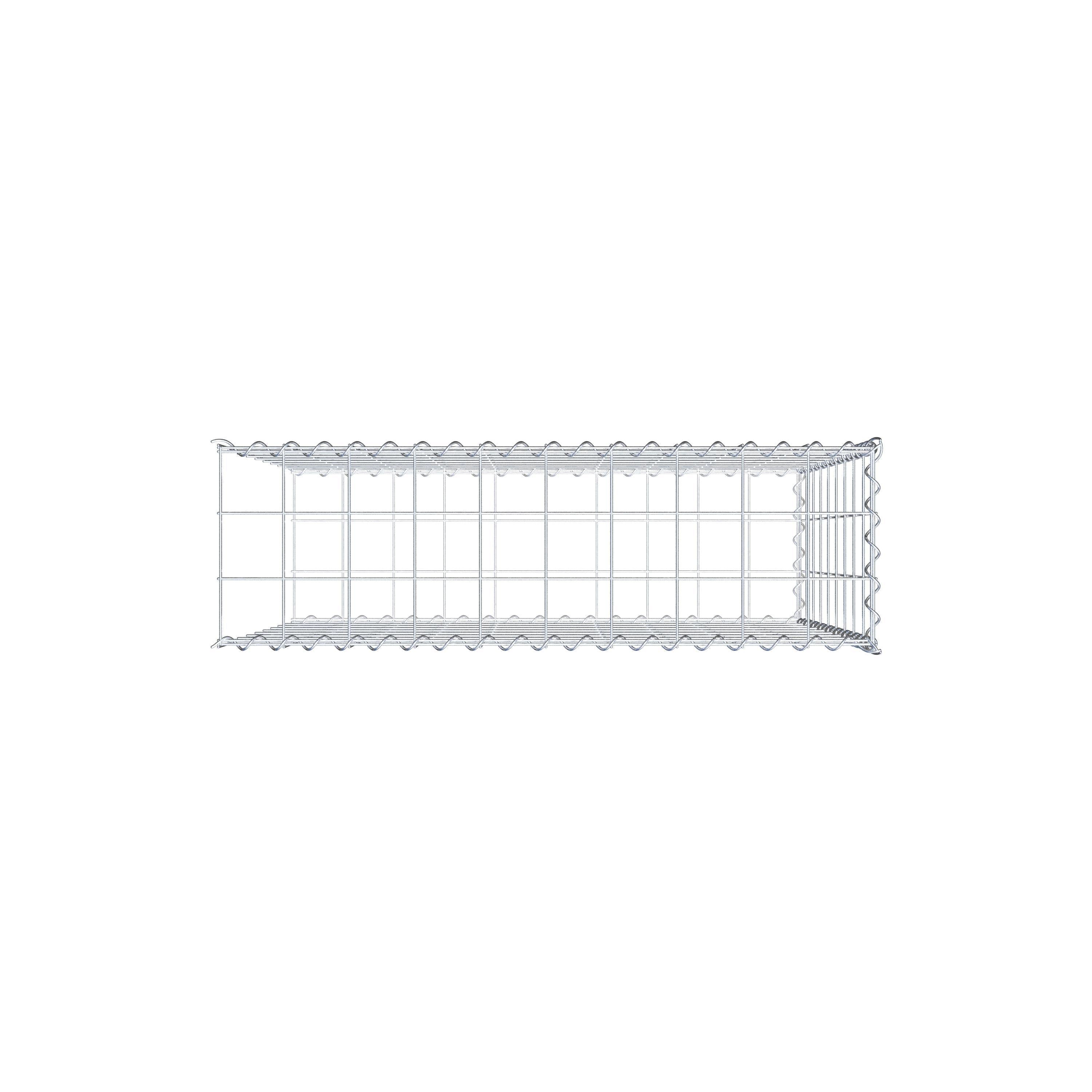Opvokset gabion type 2 100 cm x 90 cm x 30 cm (L x H x D), maskestørrelse 10 cm x 10 cm, spiral