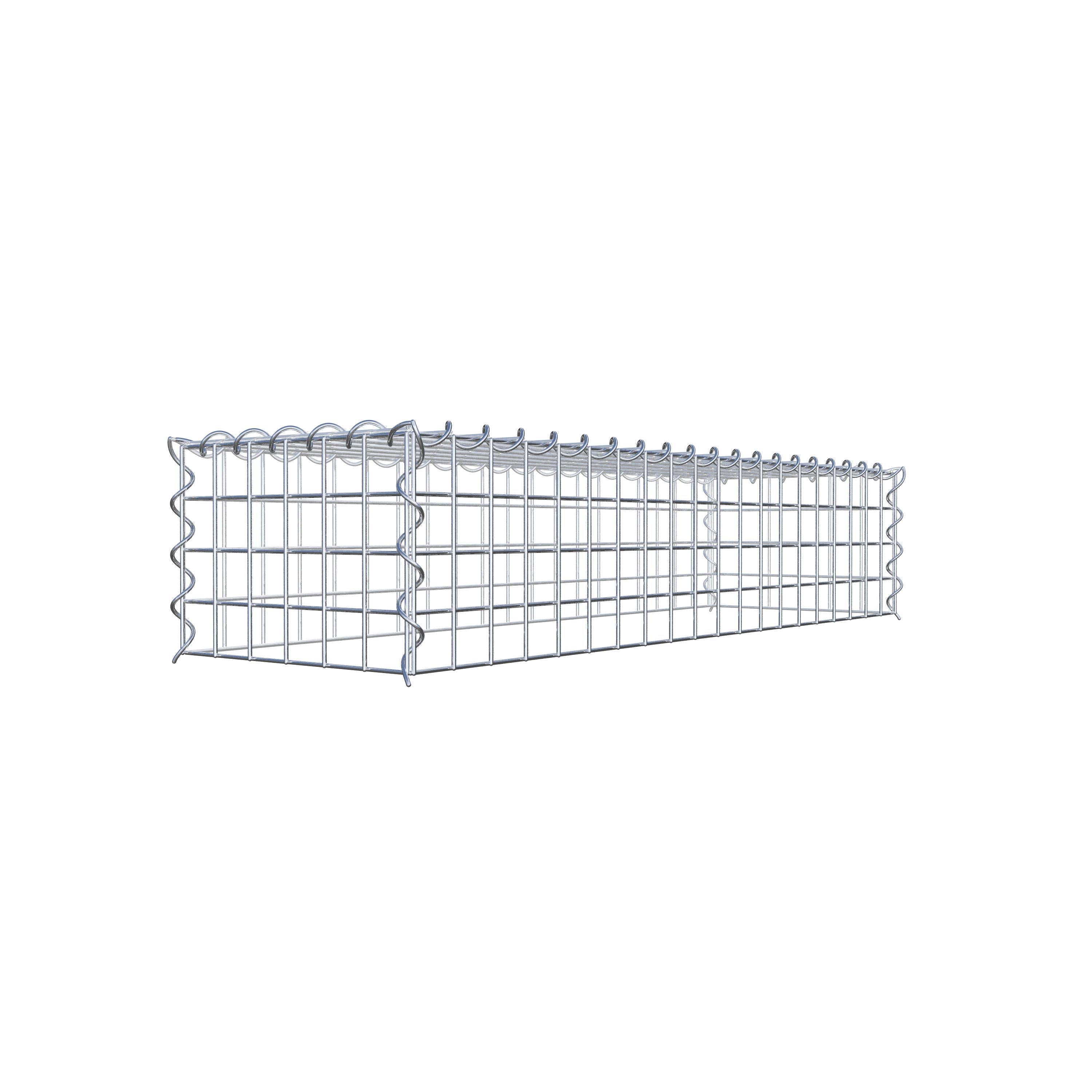 Opvokset gabion type 3 100 cm x 20 cm x 30 cm (L x H x D), maskestørrelse 5 cm x 5 cm, spiral