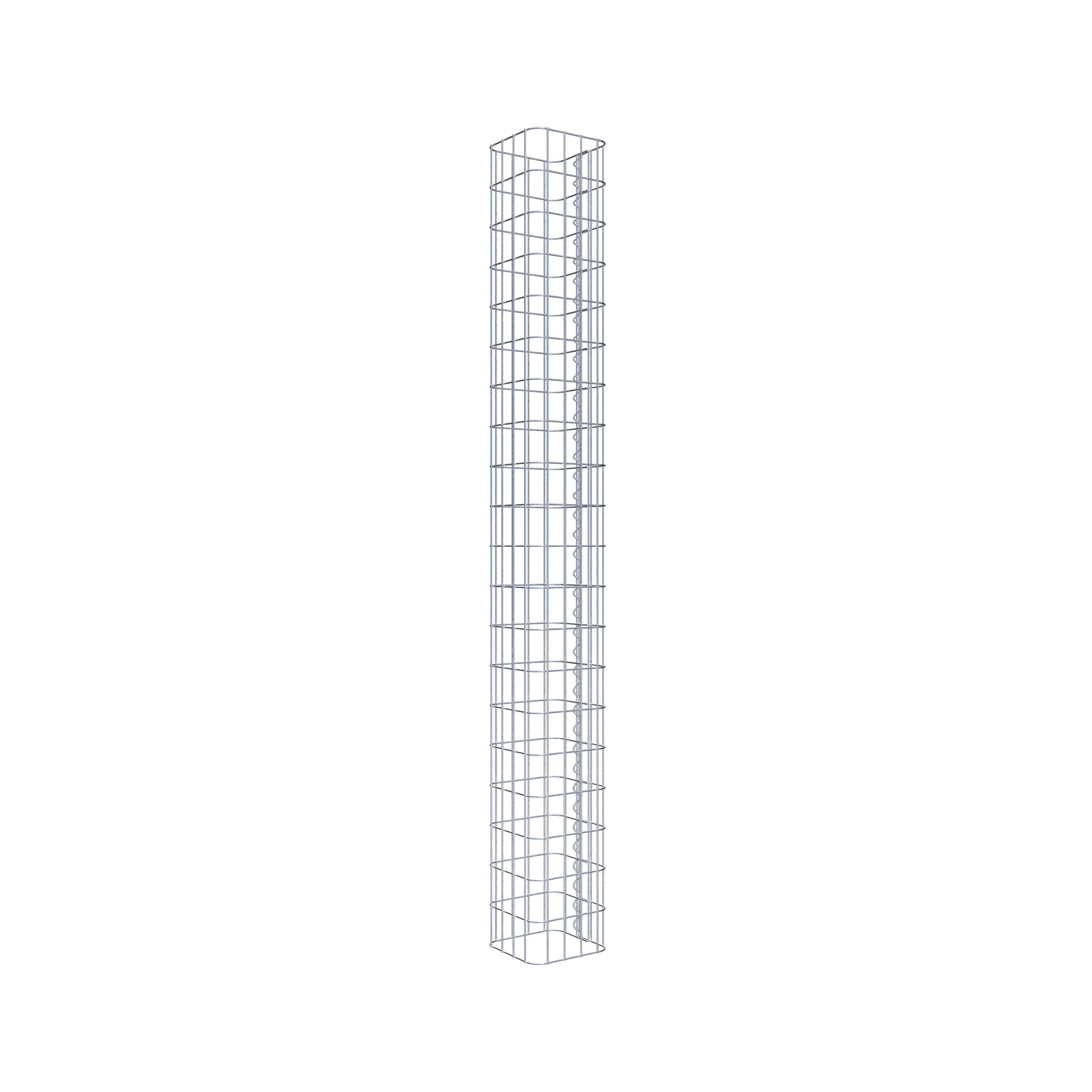 Rechthoekige thermisch verzinkte schanskorfzuil, 22 cm x 22 cm, 200 cm hoog, MW 5 cm x 10 cm