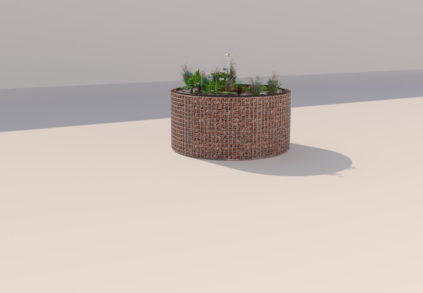 Gabion-dam, rund, ydre diameter 172 cm, højde 80 cm, maskestørrelse 5 x 5 cm, vægtykkelse 15 cm