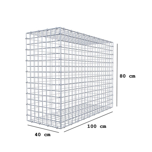 Gabion 100 cm x 80 cm x 40 cm (L x H x D), maskestørrelse 5 x 5 cm, spiralring