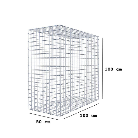 Gabion 100 cm x 100 cm x 50 cm (L x H x D), mesh size 5 x 5 cm, spiral ring