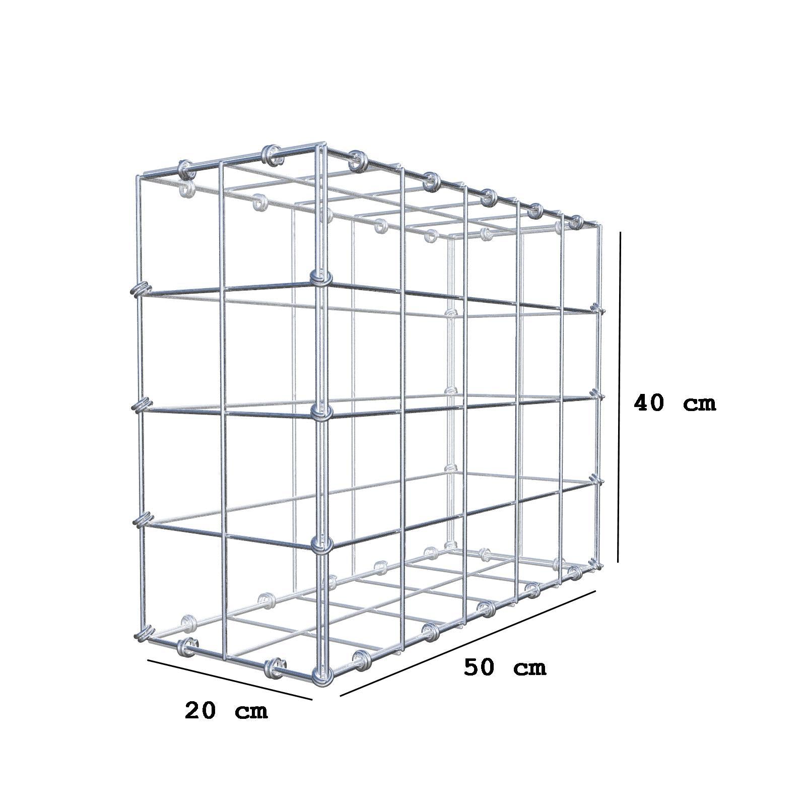 Gabion 50 cm x 40 cm x 20 cm (L x H x D), maskestørrelse 10 x 10 cm, spiralring