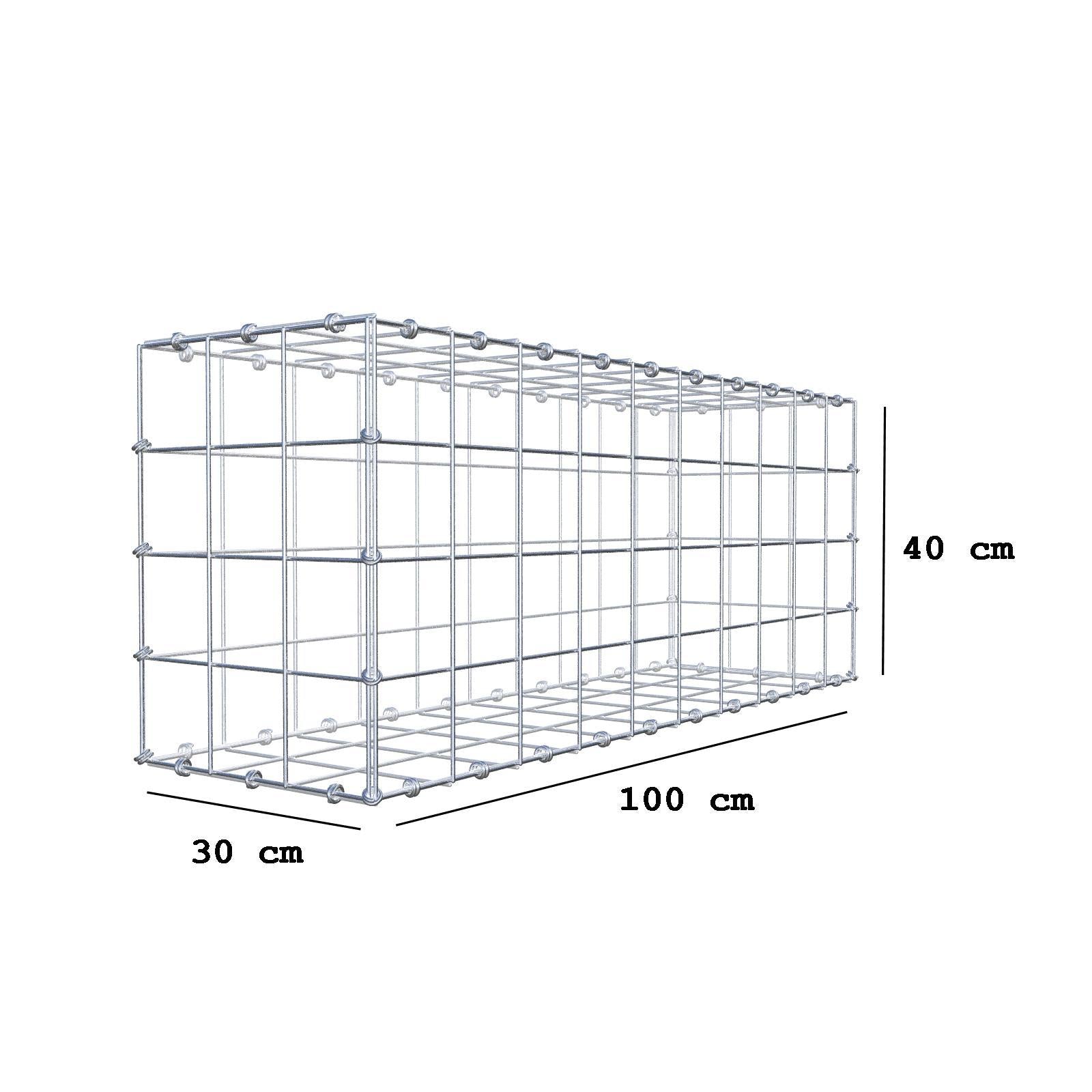 Gabião 100 cm x 40 cm x 30 cm (C x A x P), malhagem 10 x 10 cm, anel espiral