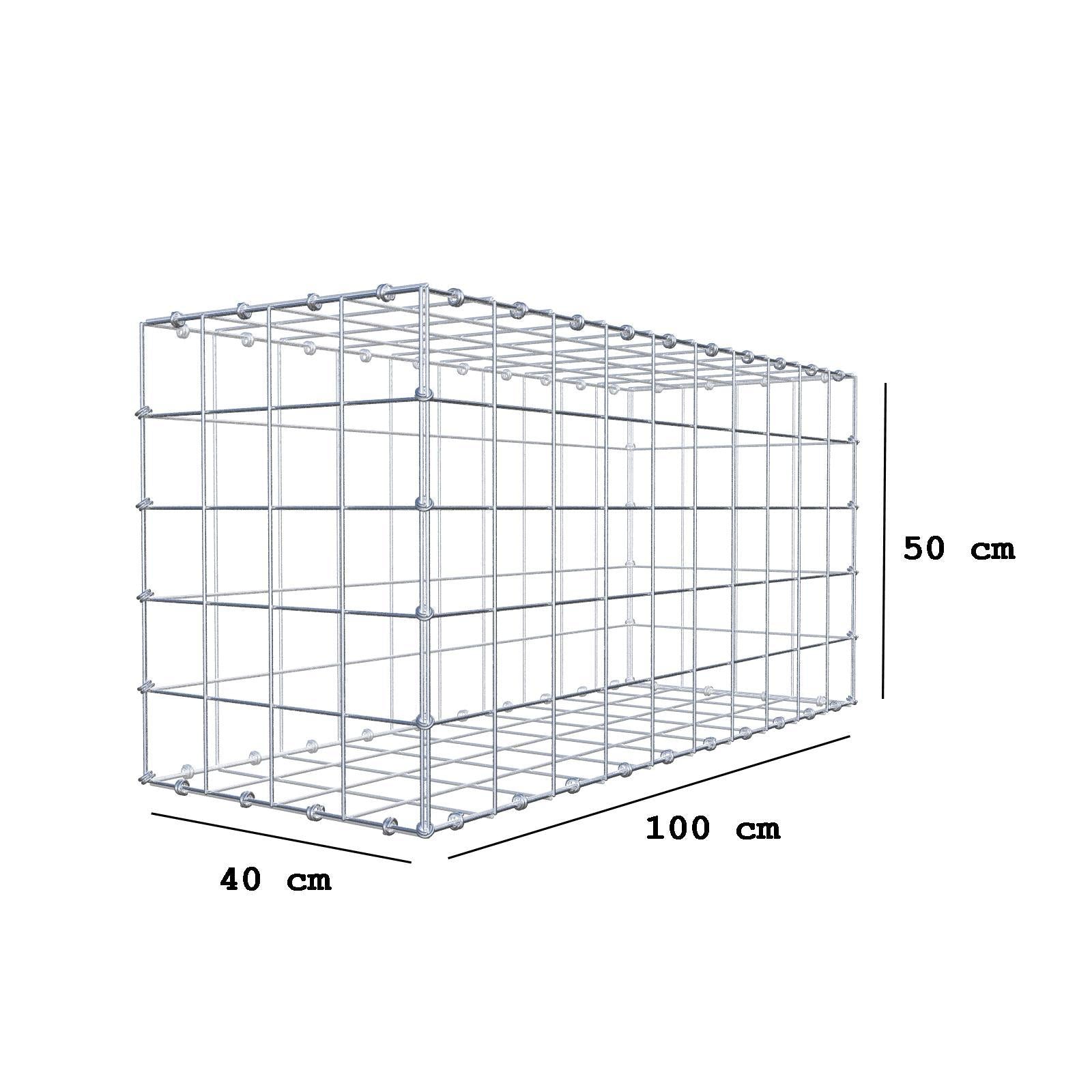 Gabion 100 cm x 50 cm x 40 cm (L x H x P), mailles 10 x 10 cm, anneau en spirale