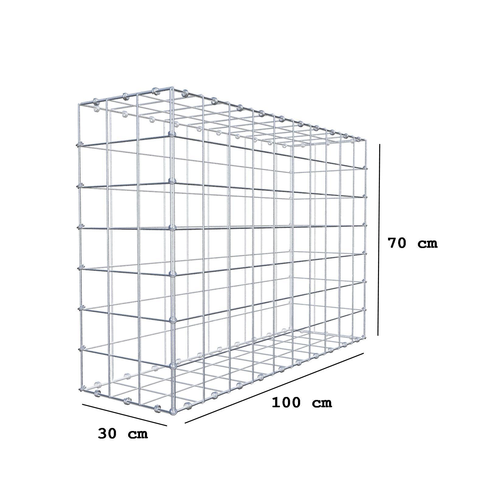 Gabione 100 cm x 70 cm x 30 cm (L x H x T), Maschenweite 10 x 10 cm, Spiralring