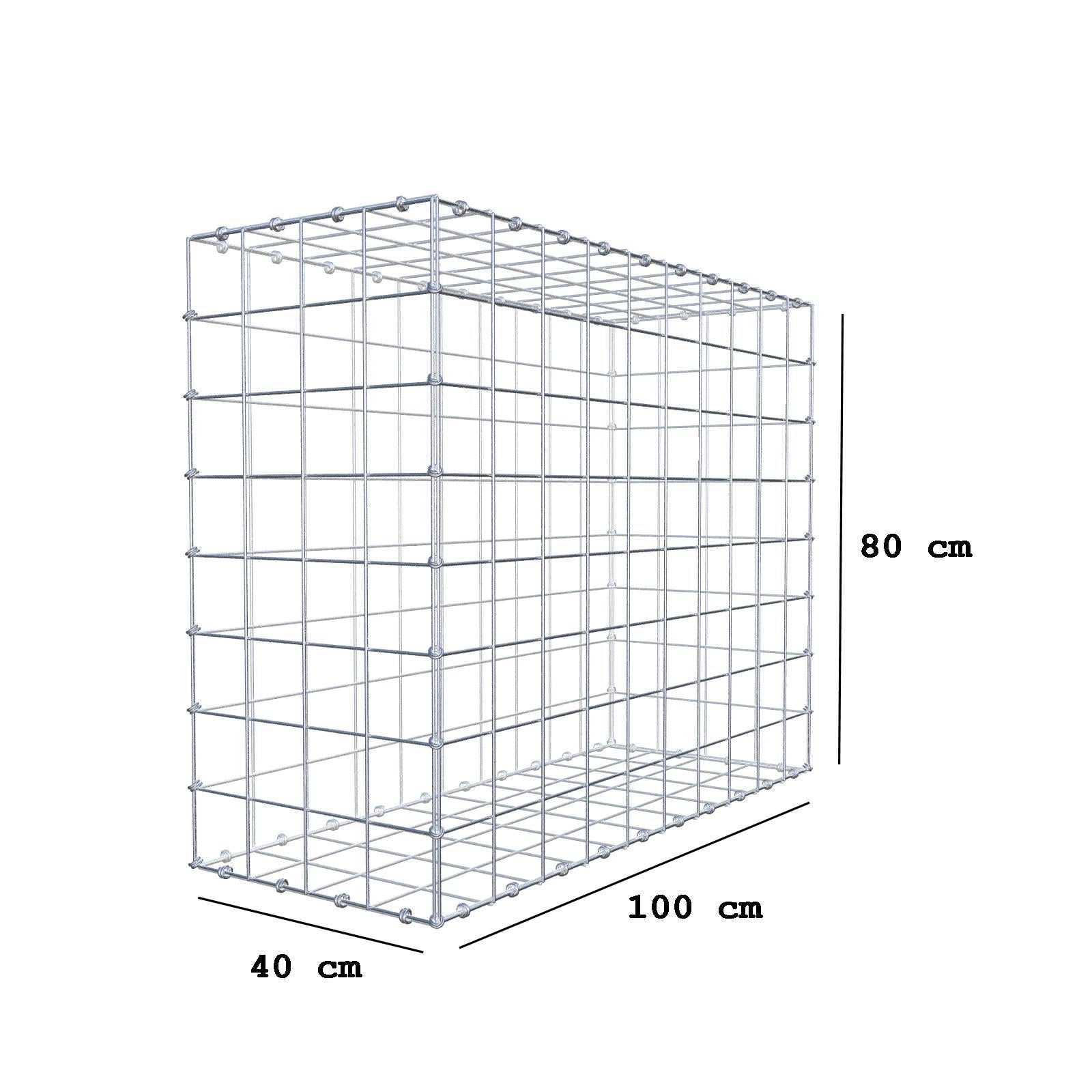Gabione 100 cm x 80 cm x 40 cm (L x H x T), Maschenweite 10 x 10 cm, Spiralring