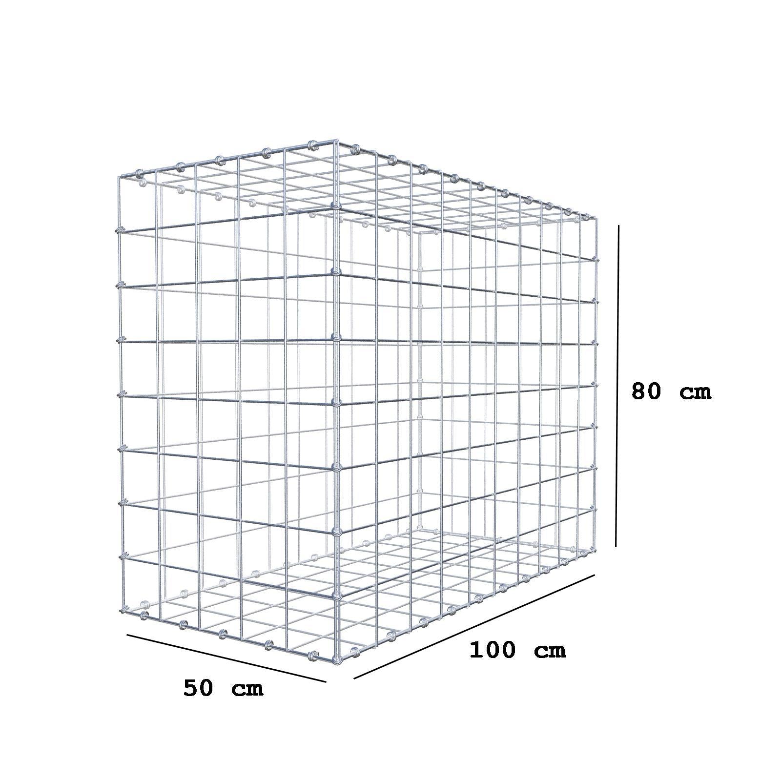 Gabião 100 cm x 80 cm x 50 cm (C x A x P), malhagem 10 x 10 cm, anel espiral