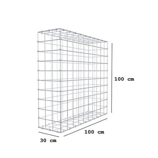 Gabion 100 cm x 100 cm x 30 cm (L x H x D), maskestørrelse 10 x 10 cm, spiralring