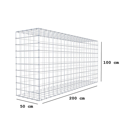 Gabião 200 cm x 100 cm x 50 cm (C x A x P), malhagem 10 x 10 cm, anel espiral