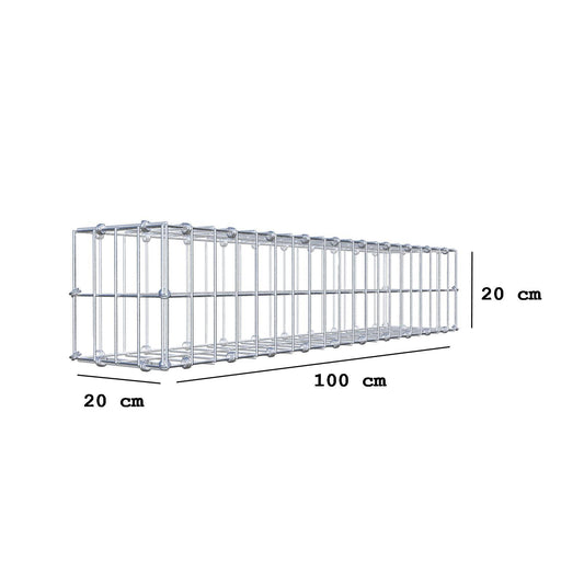 Gabion 100 cm x 20 cm x 20 cm (L x H x D), mesh size 5 x 10 cm, spiral ring