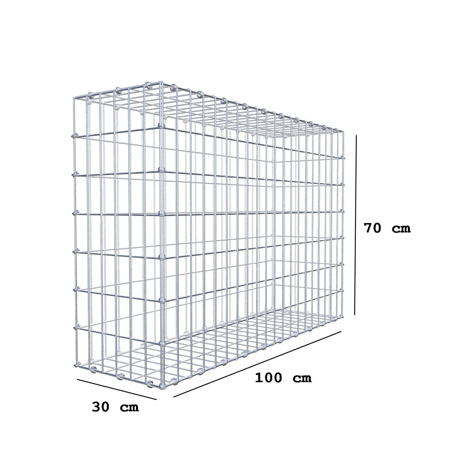 Gabione 100 cm x 70 cm x 30 cm (L x H x T), Maschenweite 5 x 10 cm, Spiralring