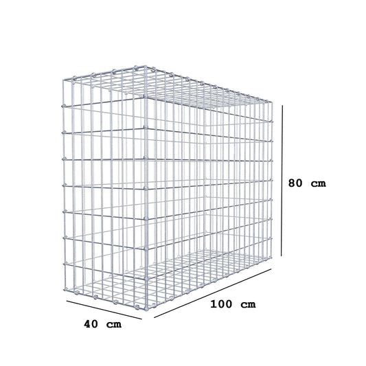 Gabion 100 cm x 80 cm x 40 cm (L x H x D), maskestørrelse 5 x 10 cm, spiralring