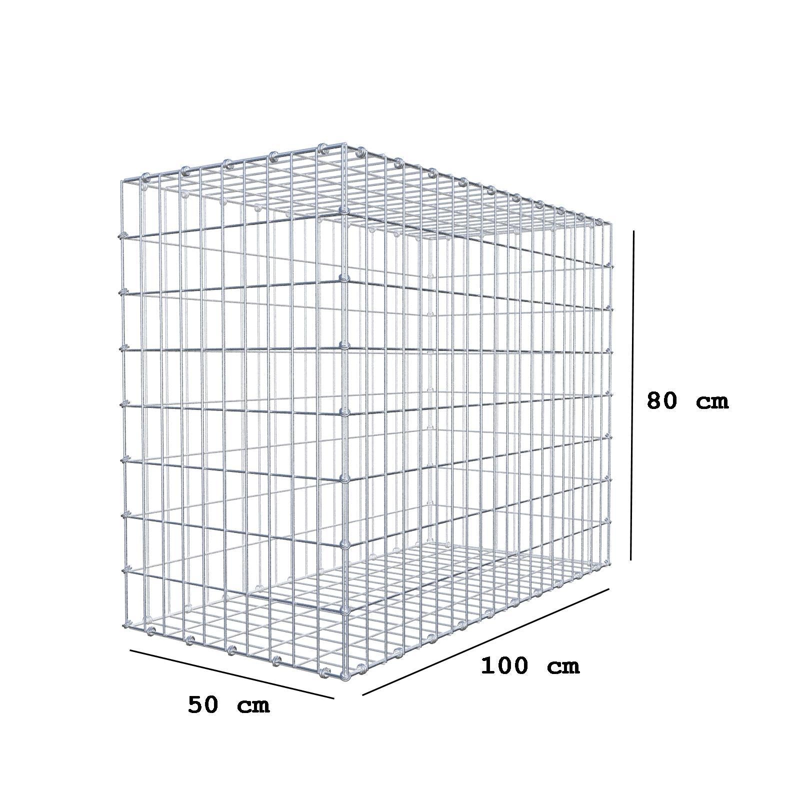 Gabion 100 cm x 80 cm x 50 cm (L x H x P), mailles 5 x 10 cm, anneau en spirale