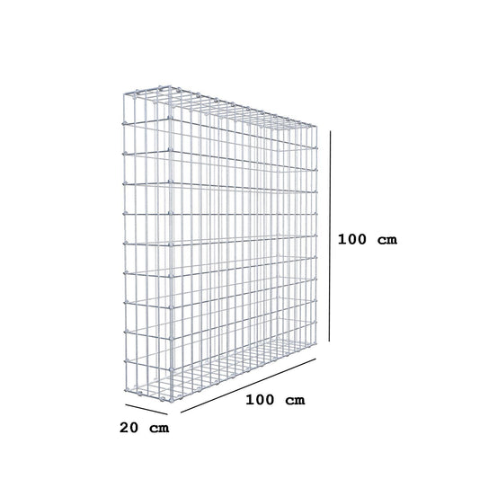 Gabion 100 cm x 100 cm x 20 cm (L x H x D), maskestørrelse 5 x 10 cm, spiralring