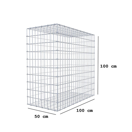 Gabion 100 cm x 100 cm x 50 cm (L x H x D), mesh size 5 x 10 cm, spiral ring