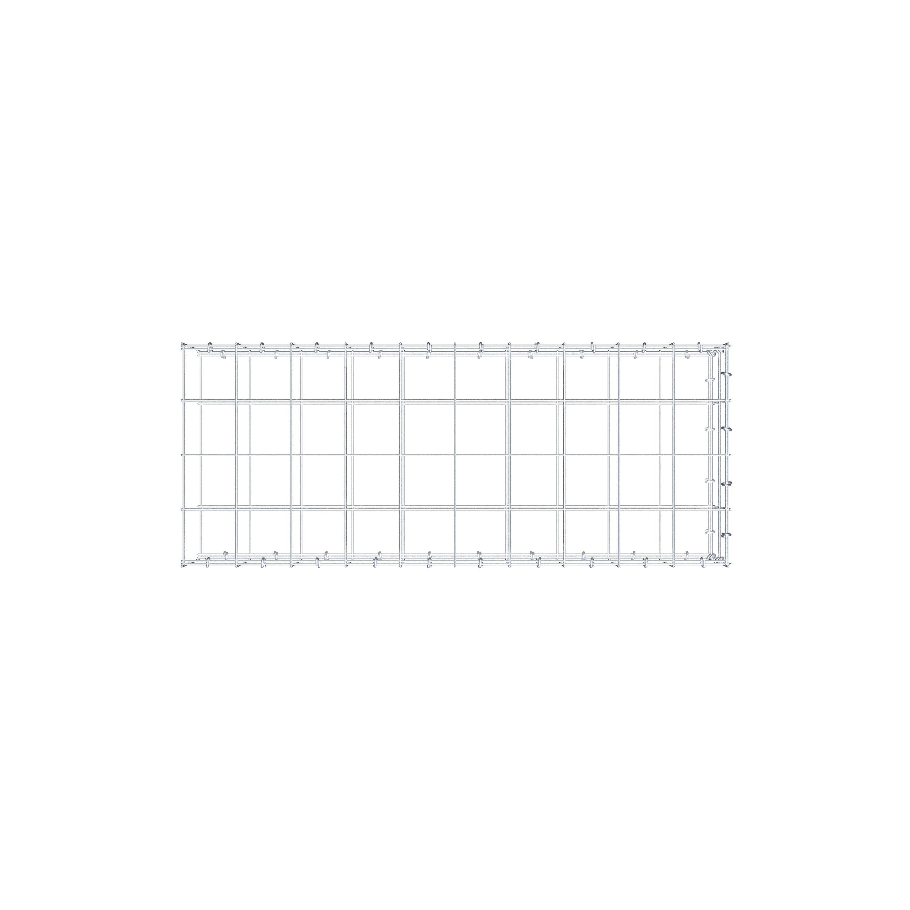 Monteret gabion type 2 100 cm x 20 cm x 40 cm (L x H x D), maskestørrelse 10 cm x 10 cm, C-ring