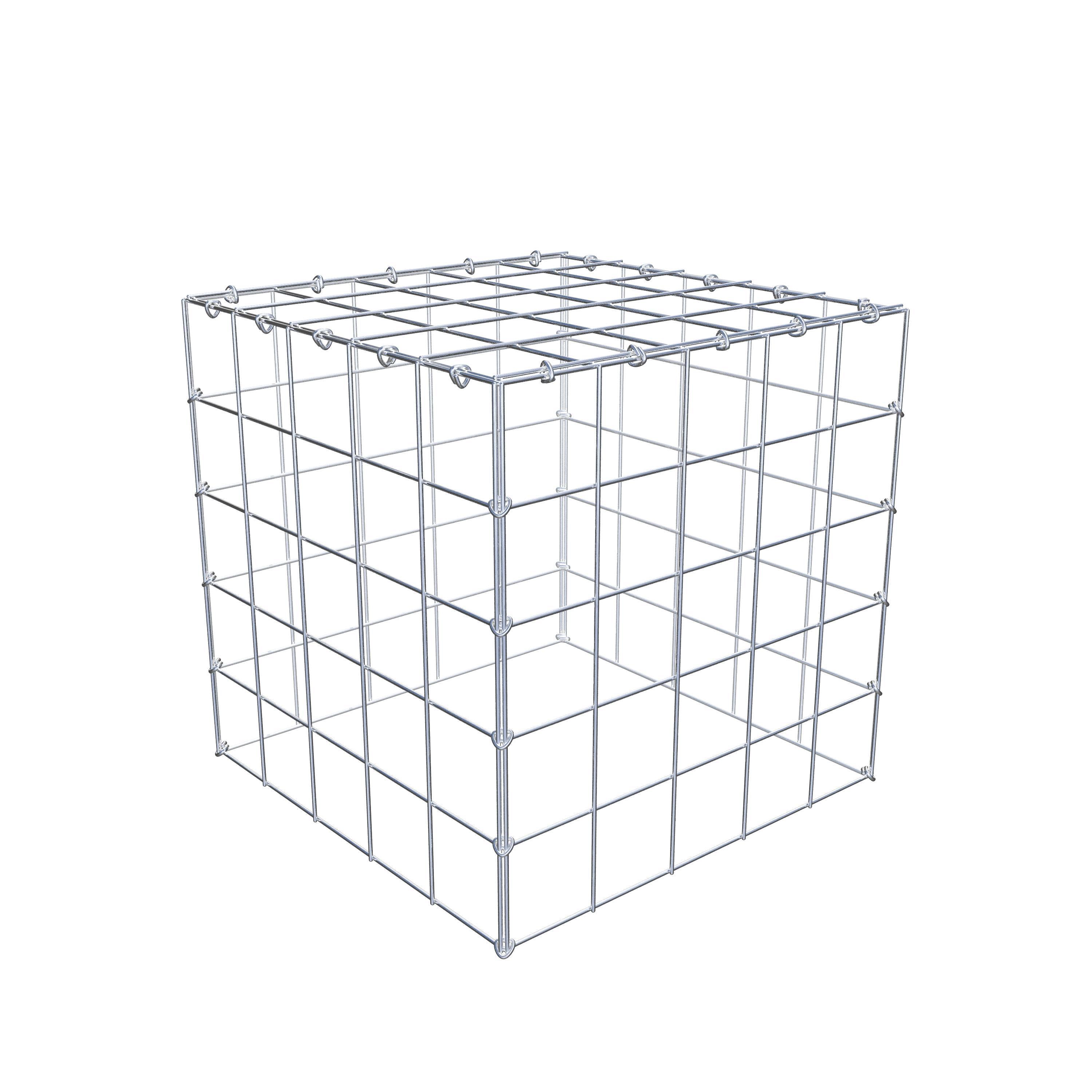 Opbouw schanskorf type 3 50 cm x 50 cm x 50 cm (L x H x D), maaswijdte 10 cm x 10 cm, C-ring