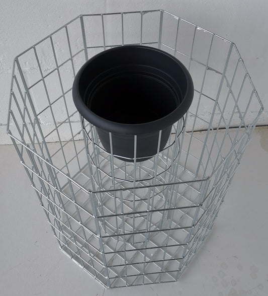 Columna de flor octogonal, altura 62 cm, MW 5 x 10 cm, galvanizada en caliente incl. maceta