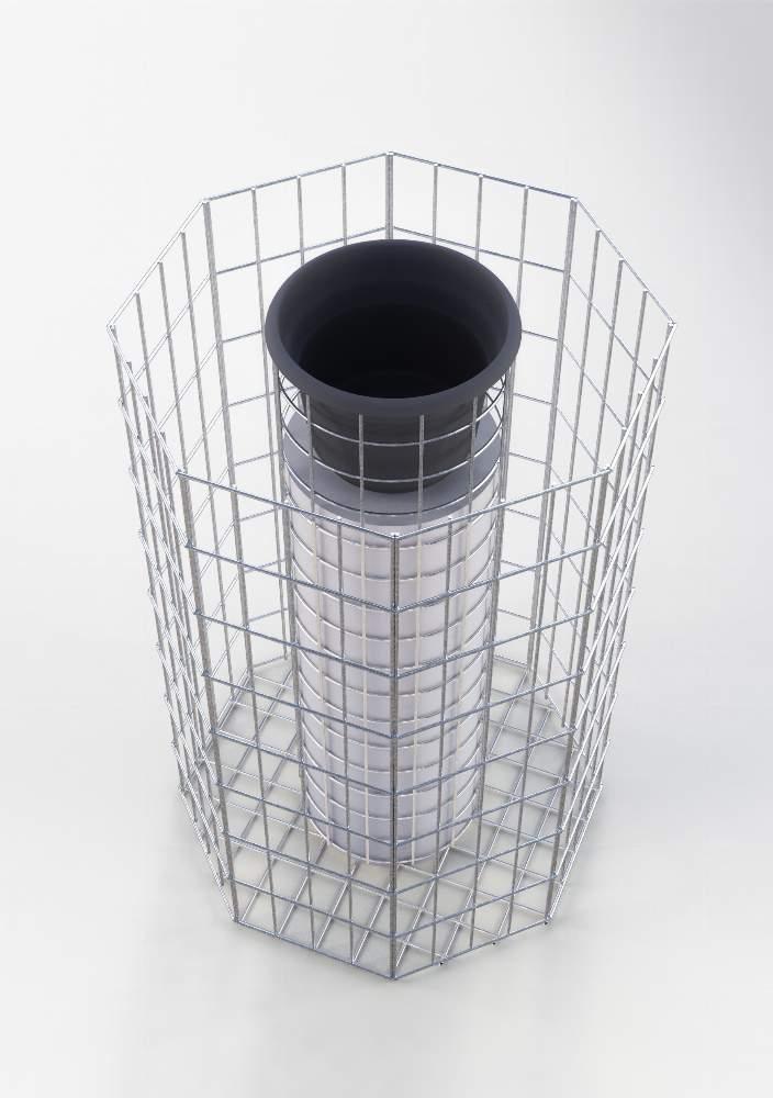 Coluna de flores octogonal, altura 62 cm, MW 5 x 10 cm, galvanizada a quente incluindo vaso