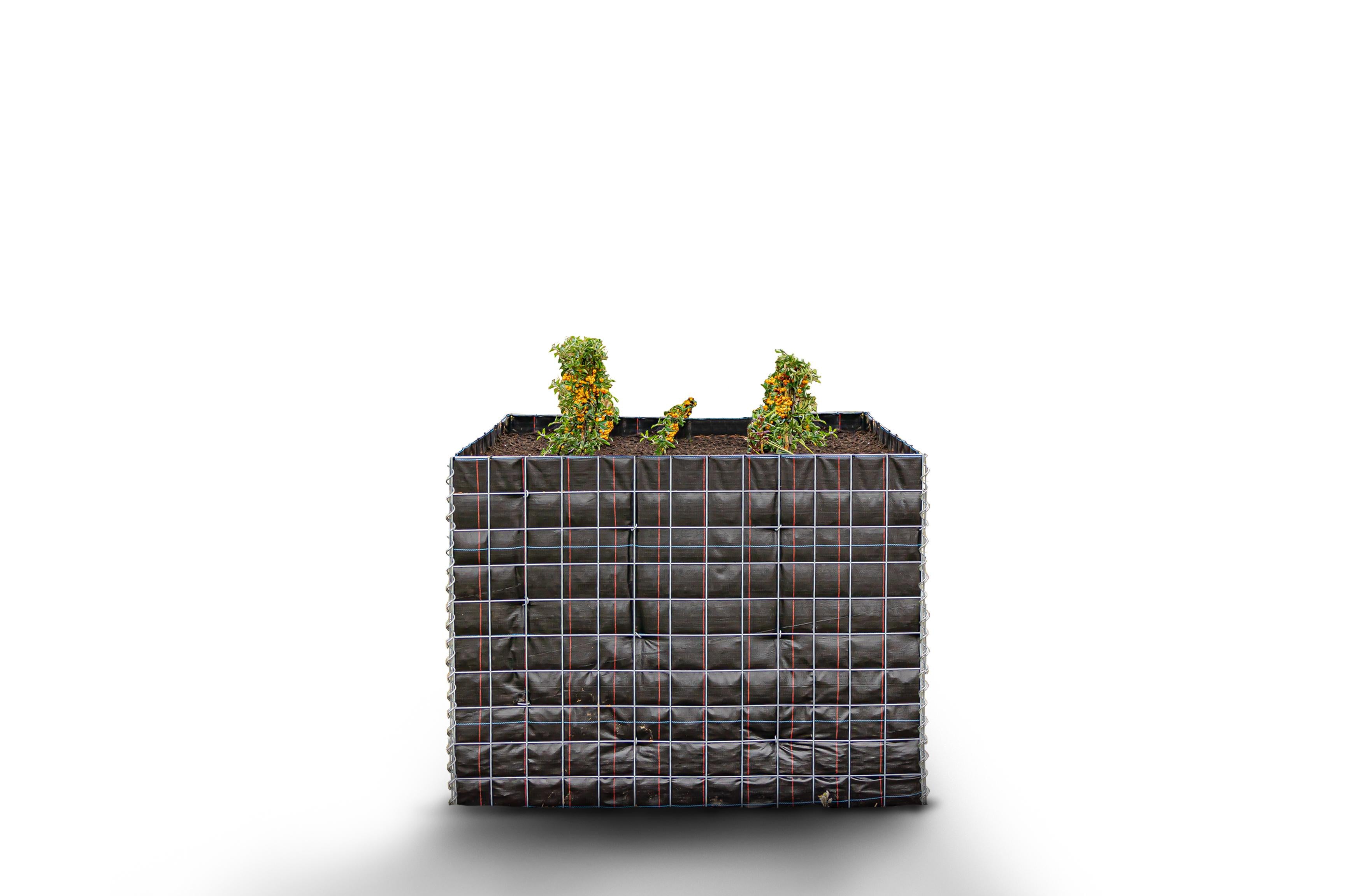 Rektangulär upphöjd bädd utan stenyta - Längd: 130 cm - Höjd: 100 cm - Djup: 60 cm - Maskstorlek: 10 x 10 cm