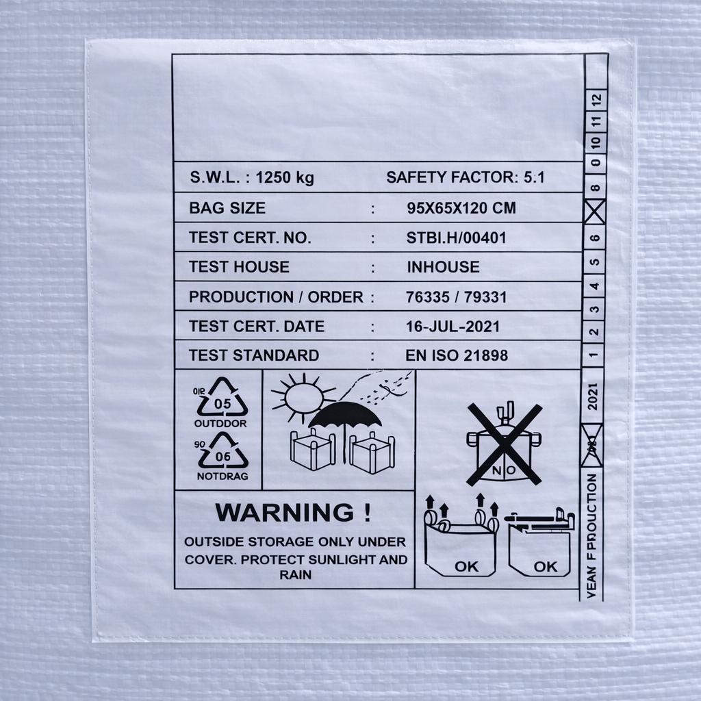 5x Big Bags 95 x 65 x 120 cm (L x D x H) - med print - meget stabil - 1.250 kg SWL