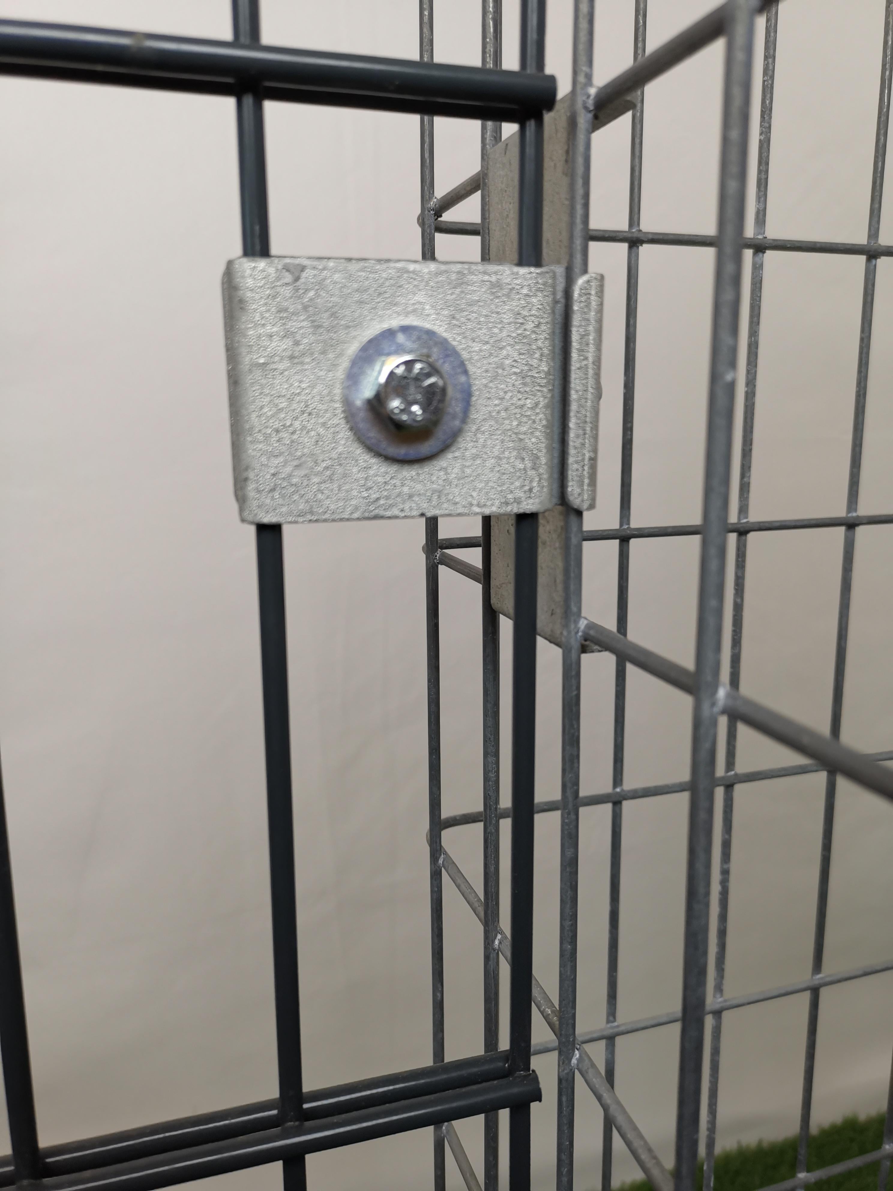 Klemme med hegnsholder 5 x 10 cm, til dobbelt stangmåtte, galvaniseret