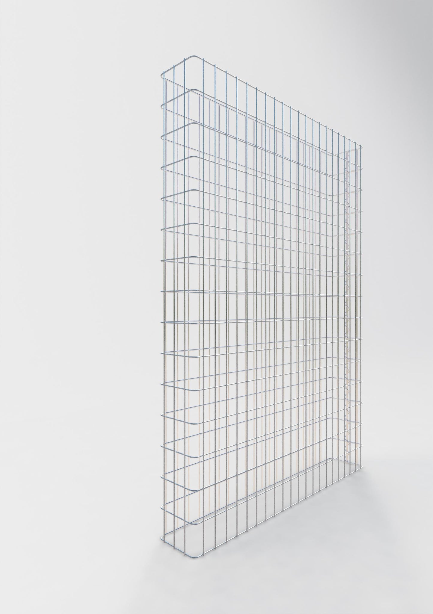 Comprimento da cerca de gabião 107 cm, altura 200 cm, profundidade 17 cm, tamanho da malha 5 x 10 cm