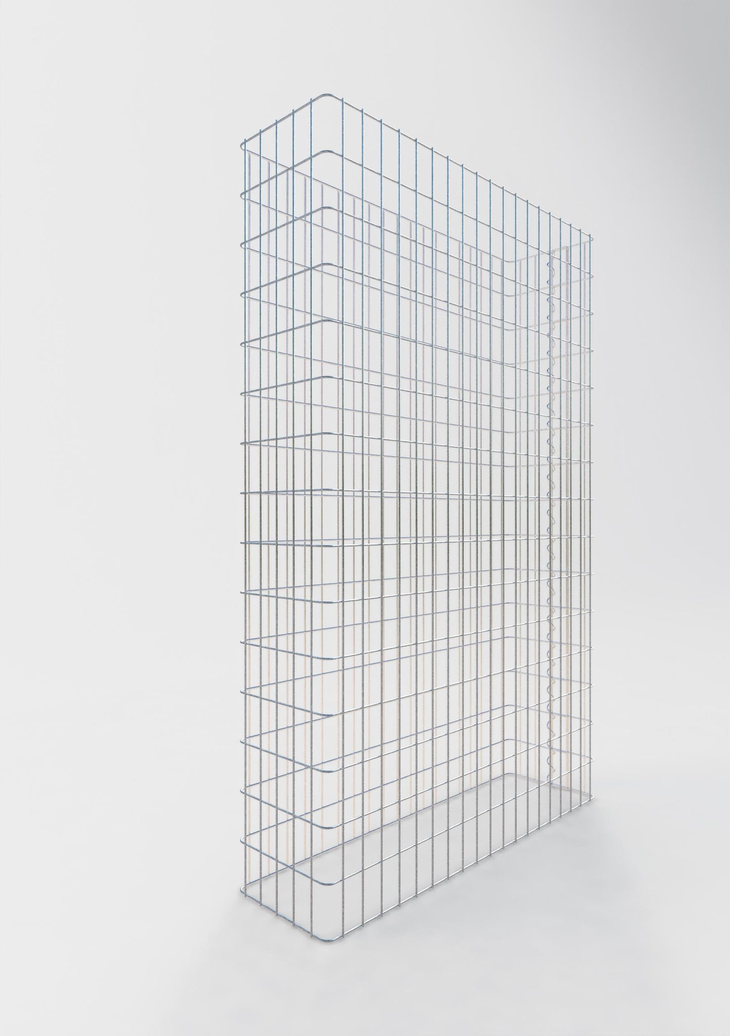 Comprimento da cerca de gabião 97 cm, altura 160 cm, profundidade 27 cm, tamanho da malha 5 x 10 cm