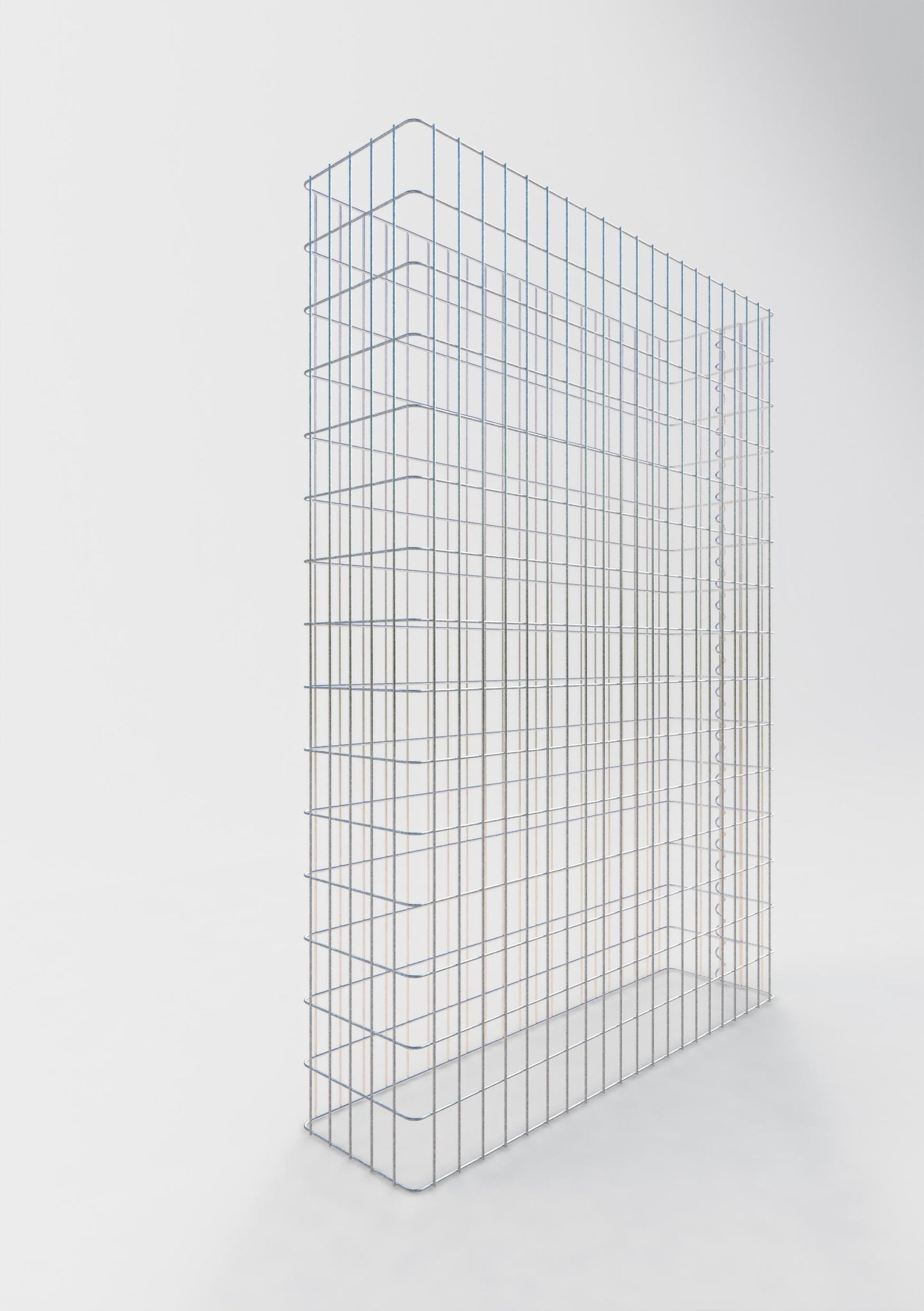 Comprimento da cerca de gabião 77 cm, altura 200 cm, profundidade 27 cm, tamanho da malha 5 x 10 cm