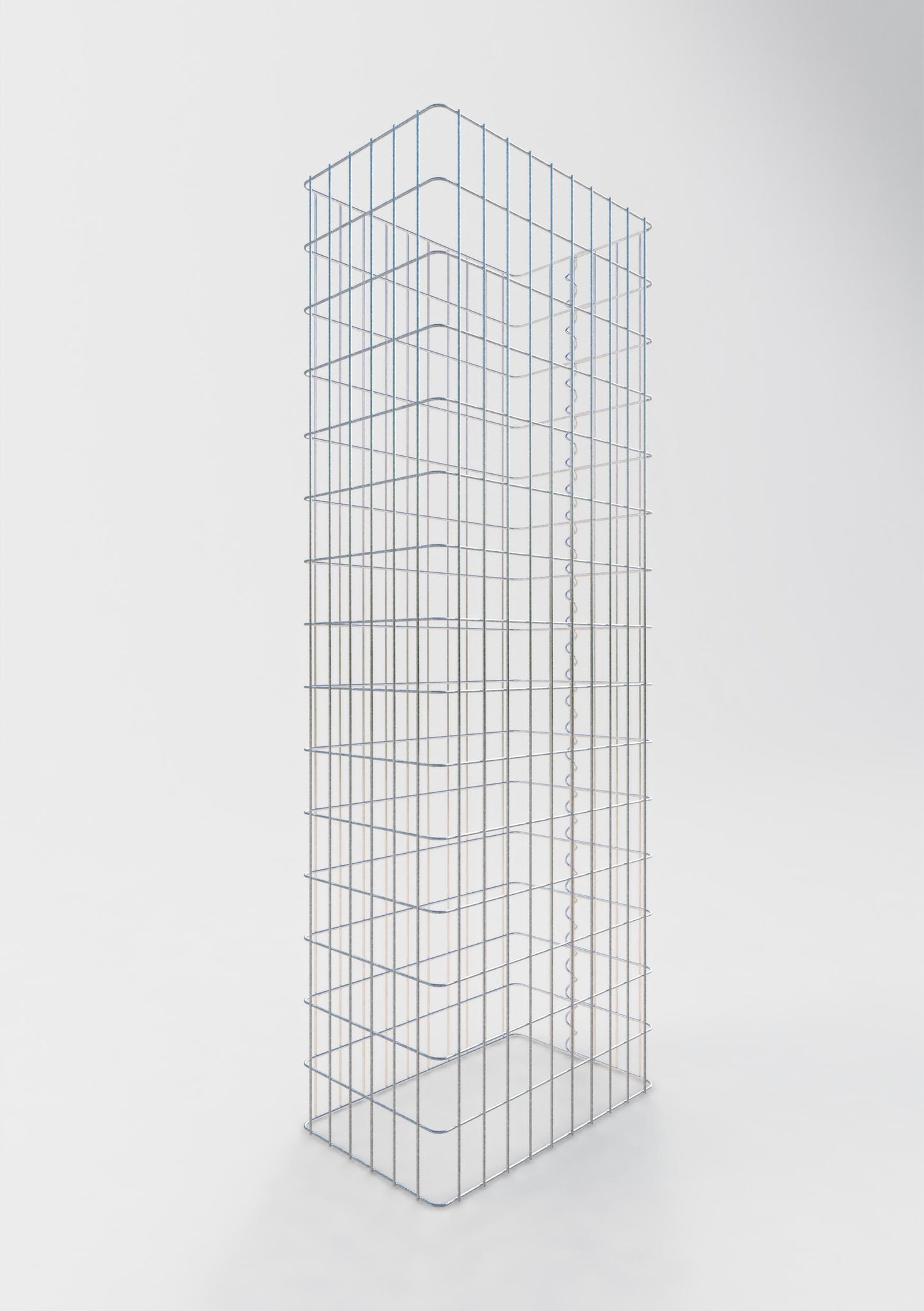 Comprimento da cerca de gabião 52 cm, altura 160 cm, profundidade 32 cm, tamanho da malha 5 x 10 cm