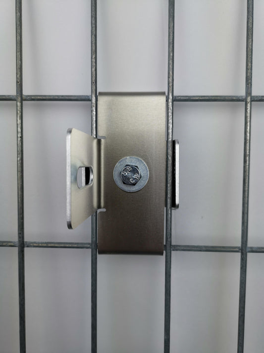 Clamp with fence holder mesh size 5 x 10 cm, aluminum