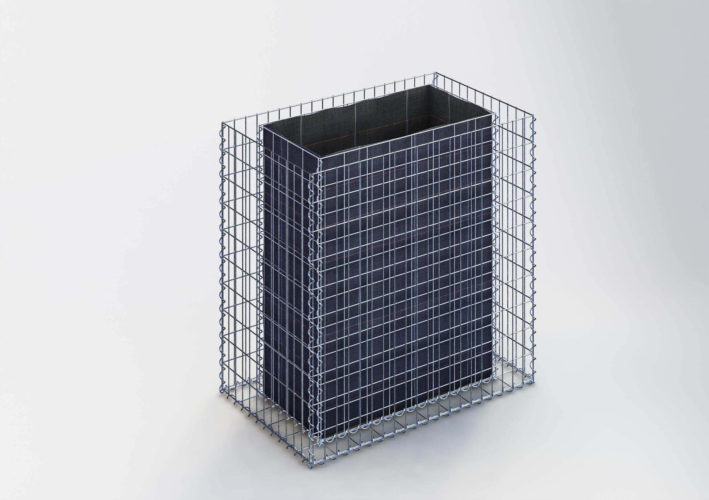 Rektangulär upphöjd säng 100 cm x 100 cm x 60 cm (L x H x D), maskstorlek 5 x 10 cm, väggtjocklek 10 cm
