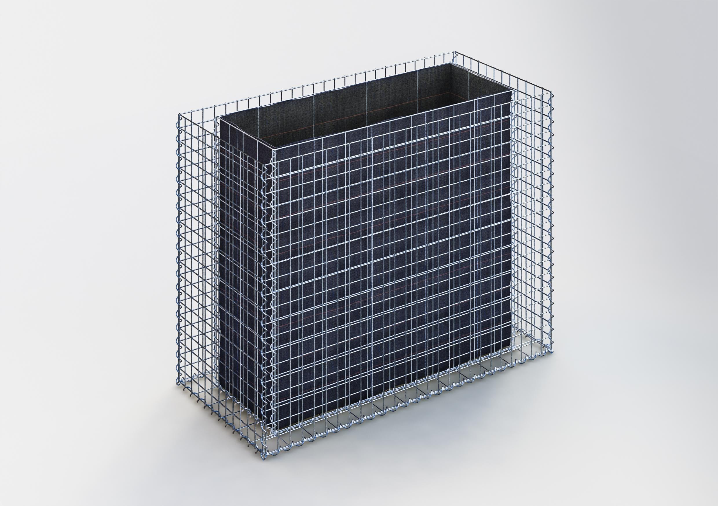 Rektangulär upphöjd säng 130 cm x 100 cm x 60 cm (L x H x D), maskstorlek 5 x 5 cm, väggtjocklek 10 cm