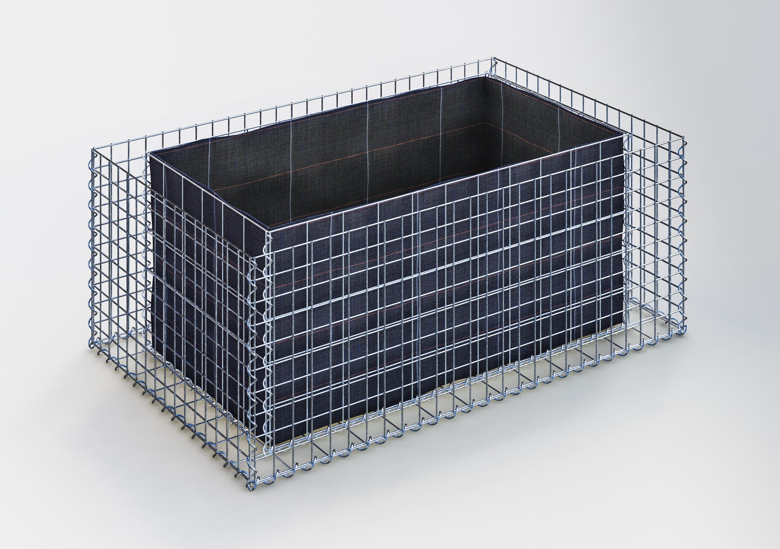 Rektangulär upphöjd säng 130 cm x 50 cm x 80 cm (L x H x D), maskstorlek 5 x 5 cm, väggtjocklek 10 cm