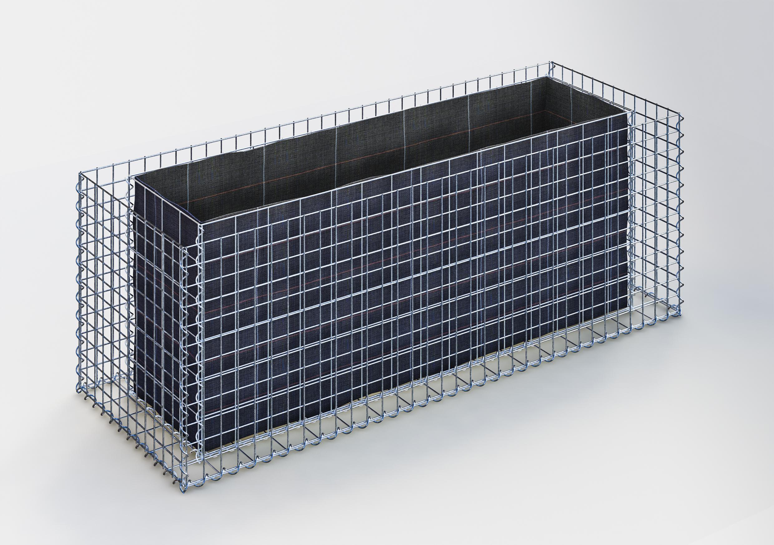 Rektangulär upphöjd säng 170 cm x 60 cm x 60 cm (L x H x D), maskstorlek 5 x 5 cm, väggtjocklek 10 cm