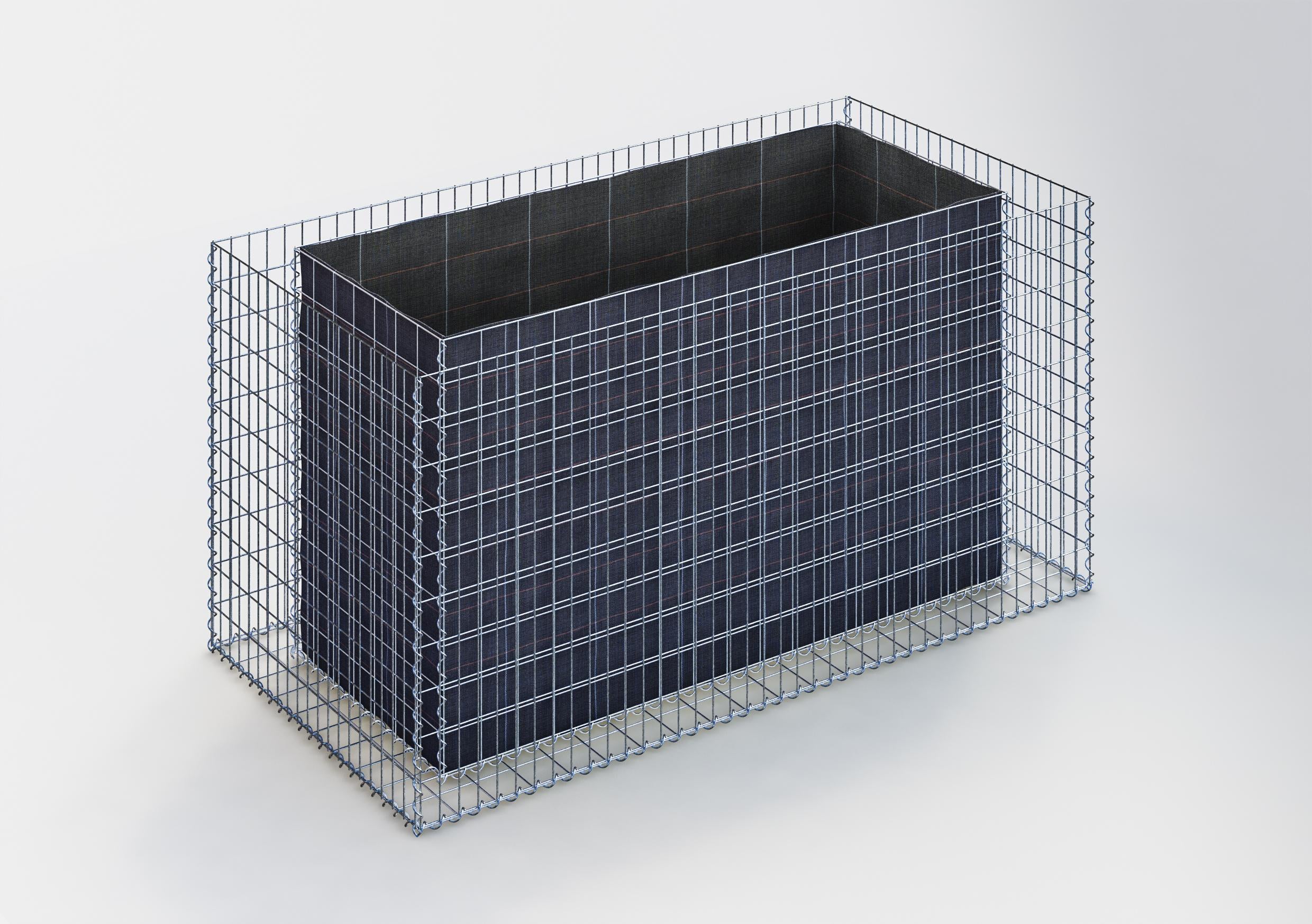 Högbädd, fyrkantig 200 cm x 100 cm x 100 cm (L x H x D), maskstorlek 5 x 10 cm, väggtjocklek 15 cm