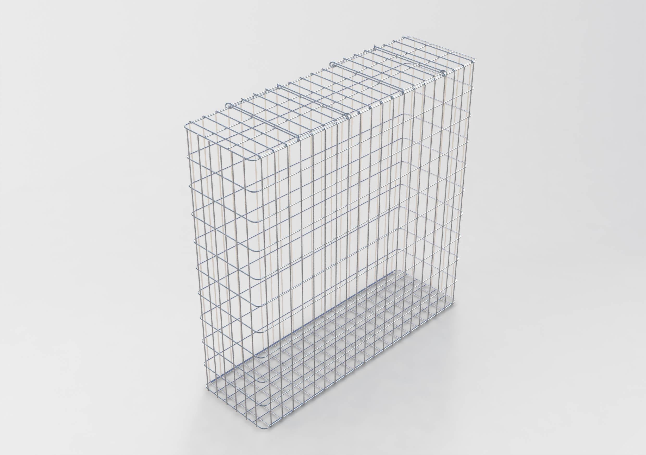 Gabião galvanizado a quente 102 cm x 102 cm x 32 cm, malhagem 5 cm x 10 cm, totalmente soldado