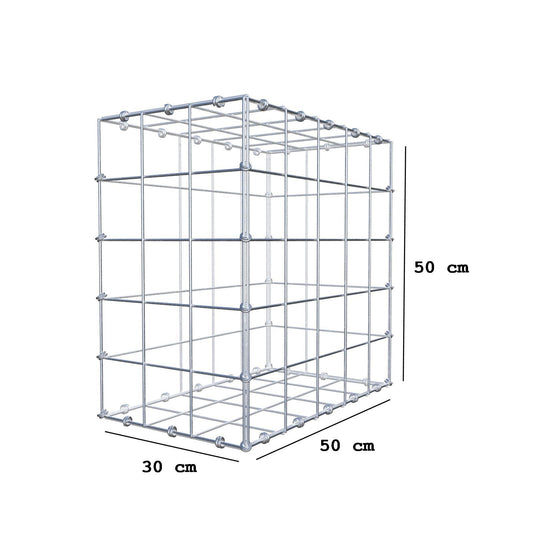 Gabion 50 cm x 50 cm x 30 cm (L x H x D), maskestørrelse 10 x 10 cm, spiralring