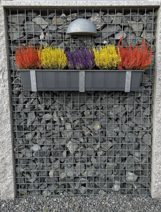 Suporte para caixa de flores galvanizado em conjunto de 3 para gabiões MW 5 x 5
