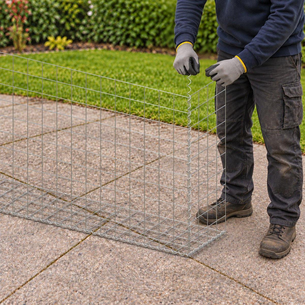 Gabione 200 cm x 100 cm x 40 cm (L x H x T), Maschenweite 10 cm x 10 cm, Spirale